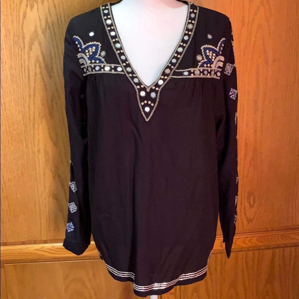 Peasant blouse decorated w sequins and embroidery